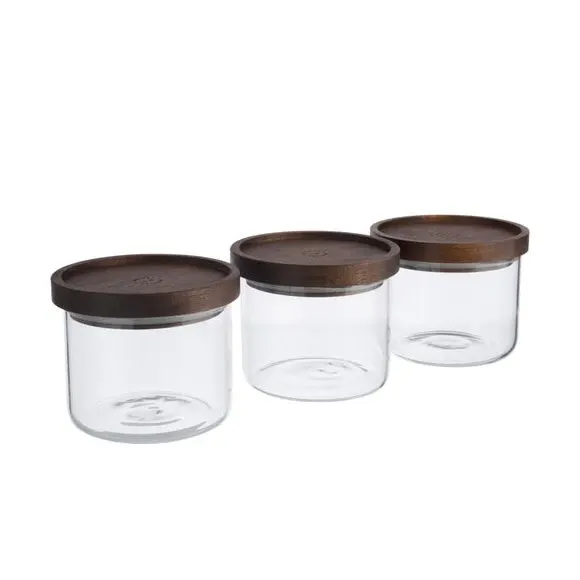 Set of 3 Stacking Storage Jars - Clear, Glass
