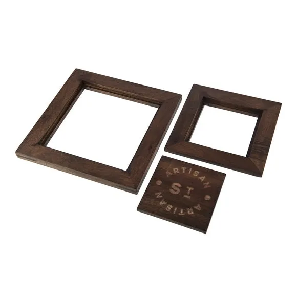 Set of 3 Stacking Trivets - Brown, Acacia Wood