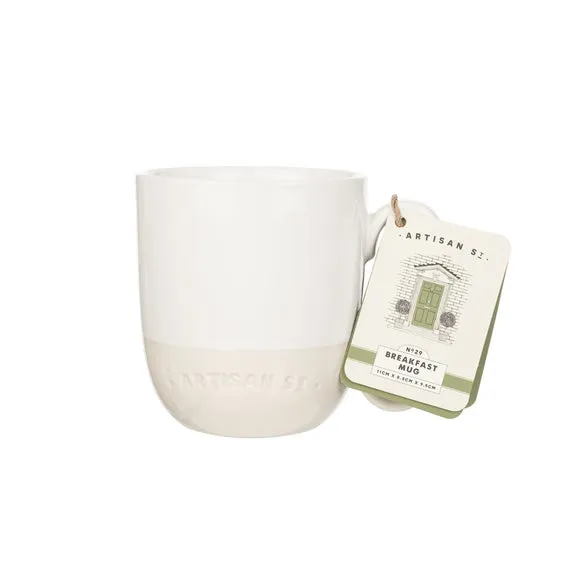 Set of 4 Breakfast Mugs - White, Stoneware