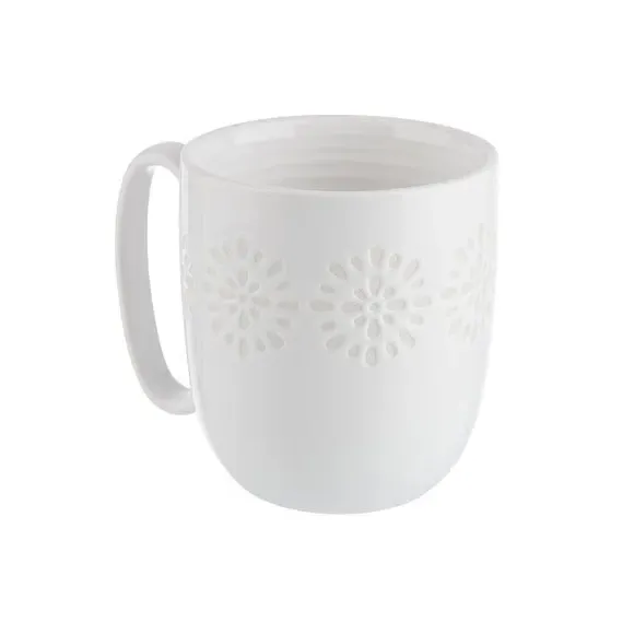 Set of 4 Breakfast Mugs - White, Stoneware