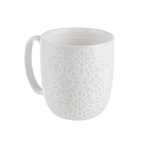 Set of 4 Breakfast Mugs - White, Stoneware