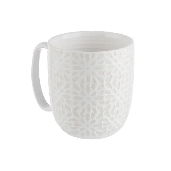 Set of 4 Breakfast Mugs - White, Stoneware