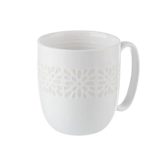 Set of 4 Breakfast Mugs - White, Stoneware