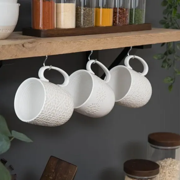 Set of 4 Breakfast Mugs - White, Stoneware image