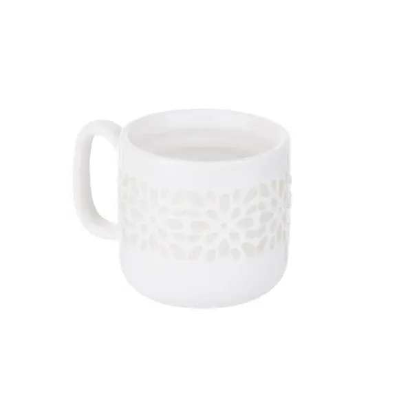 Set of 4 Espresso Mugs - White, Stoneware