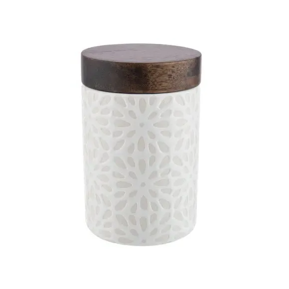 Set of 4 Mini Storage Jars - White, Stoneware