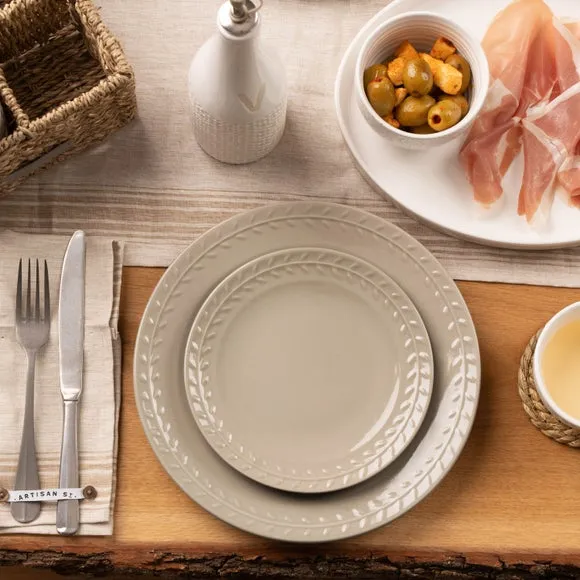 Set of 4 Side Plates with Leaf Design - Cream