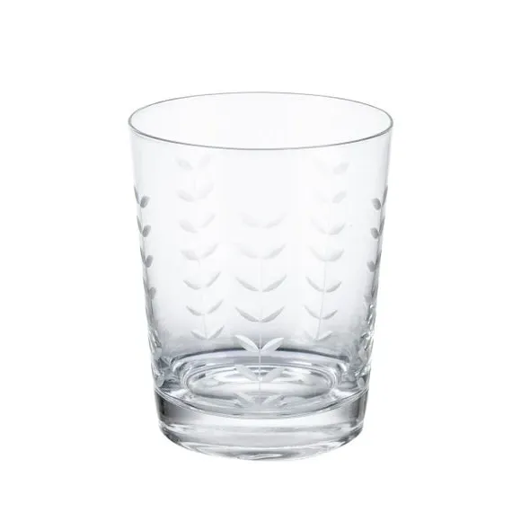 Set of 4 Tumbler Glasses with Etched Design - Clear