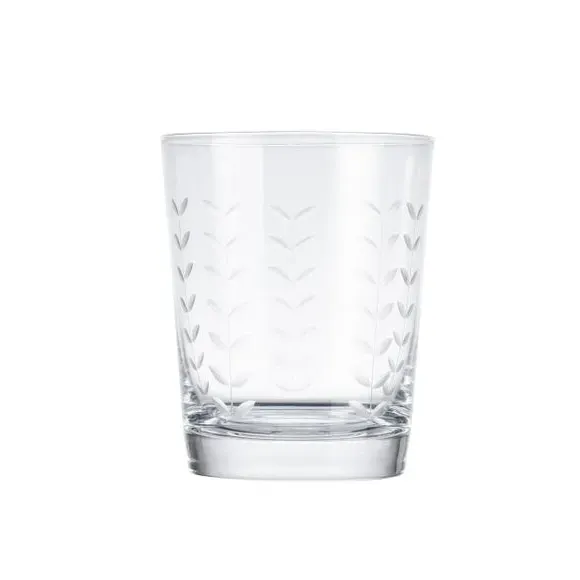 Set of 4 Tumbler Glasses with Etched Design - Clear