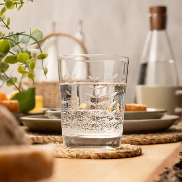 Set of 4 Tumbler Glasses with Etched Design - Clear image