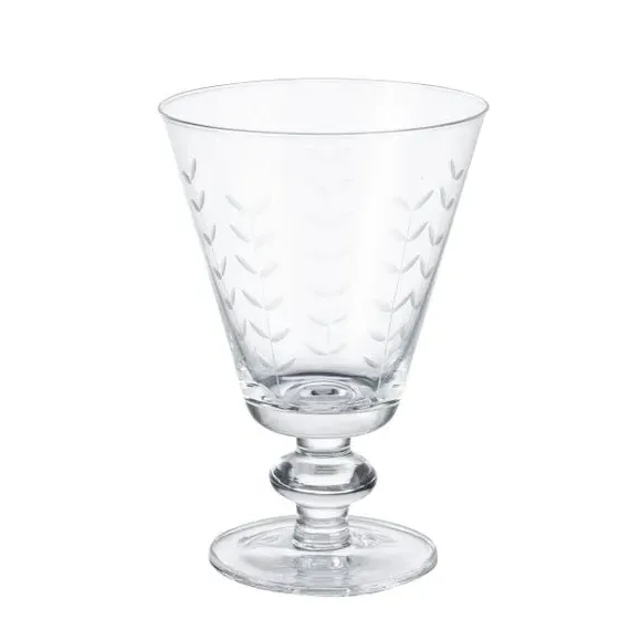 Set of 4 Wine Glasses with Leaf Design - Clear