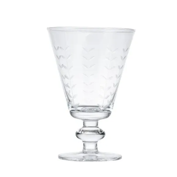 Set of 4 Wine Glasses with Leaf Design - Clear