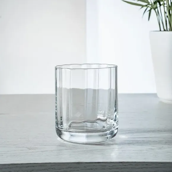 Short Tumbler Glass with Ripple Finish - Clear