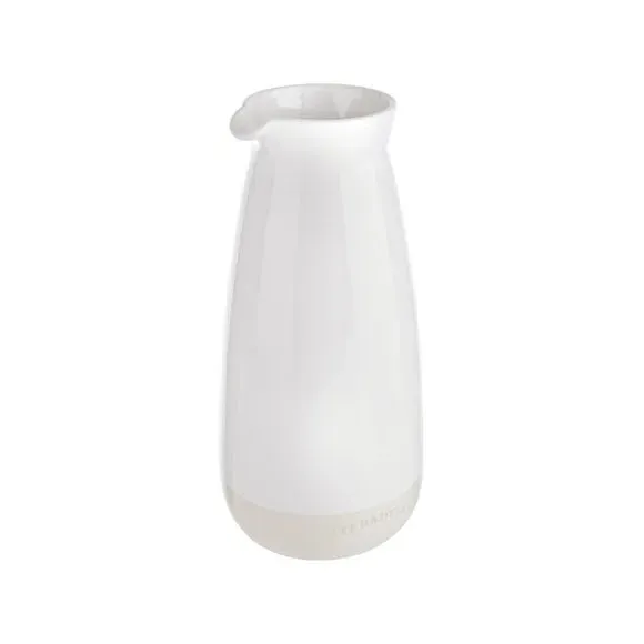 Tall Pitcher Jug with Ripple Accent - White, Ceramic