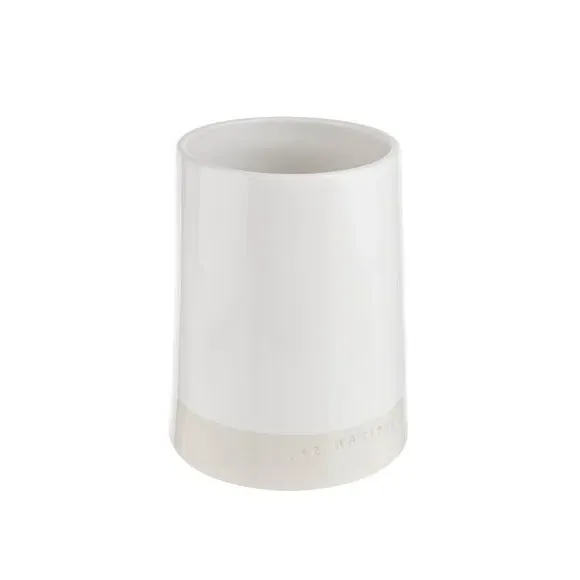 Utensil Jar with Two-Tone Finish - White, Stoneware