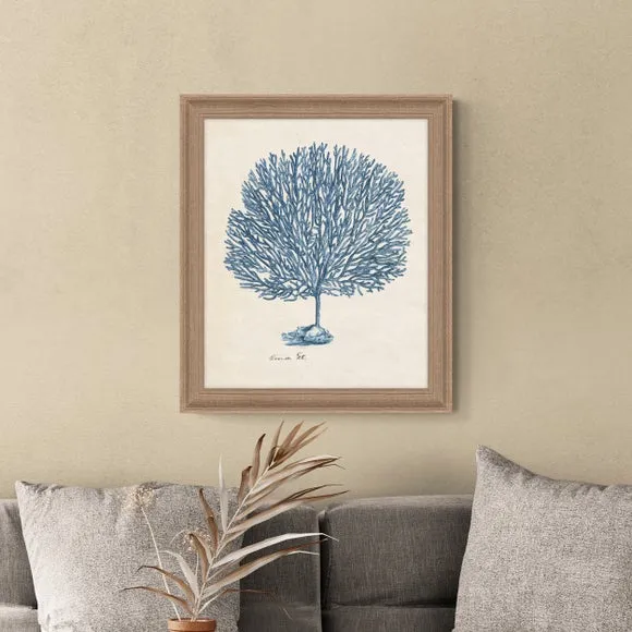 3 Framed Print Set Coral Design - Blue, Birch image