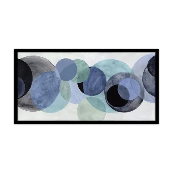 Abstract Circle Framed Print - Blue, Black Frame