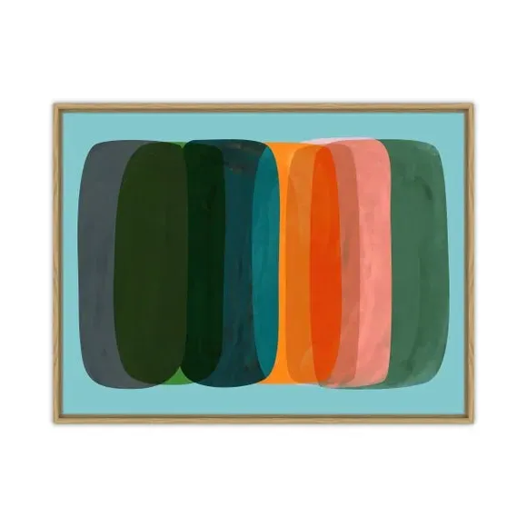 Abstract Framed Canvas - Multicolor, Wood Frame