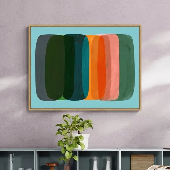Abstract Framed Canvas - Multicolor, Wood Frame image