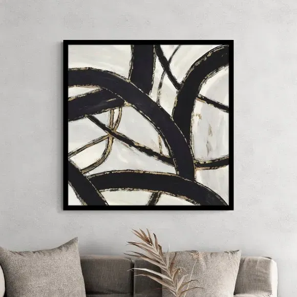 Abstract Framed Print - Black, Metal image