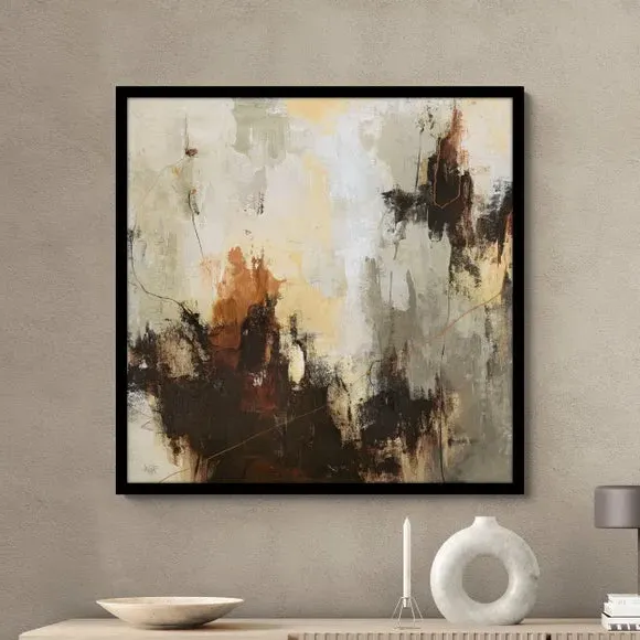 Abstract Framed Print - Brown, Black Frame image