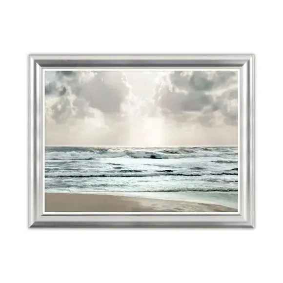 Coastal Scene Framed Print - Natural, Silver Frame
