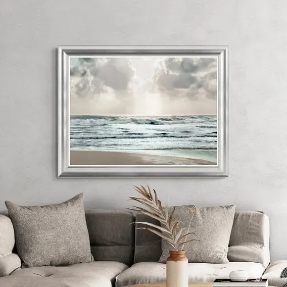 Coastal Scene Framed Print - Natural, Silver Frame image