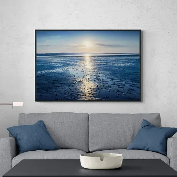 Extra Large Framed Canvas Print - Blue, Black Frame image