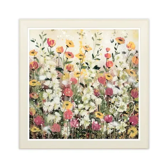 Floral Framed Print - Cream Frame