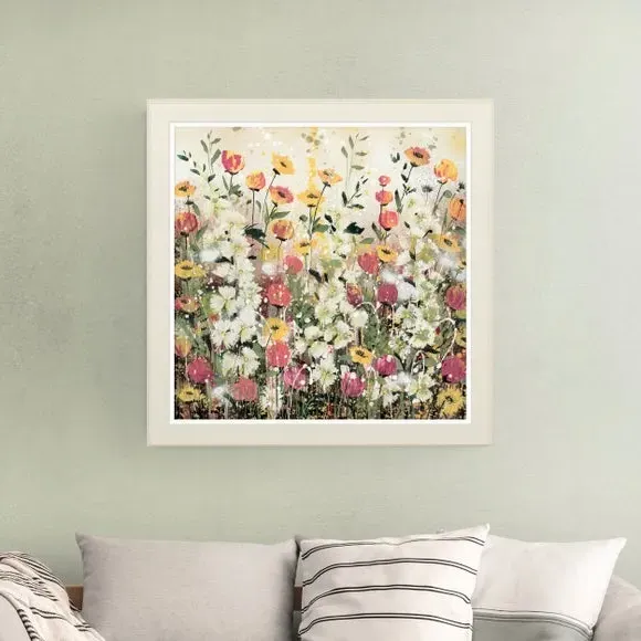 Floral Framed Print - Cream Frame image