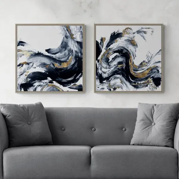 Framed Canvas Print Abstract Art - Black Frame