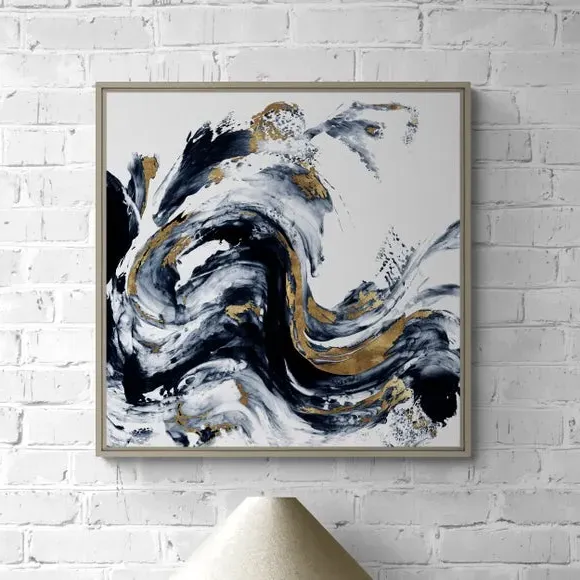 Framed Canvas Print Abstract Art - Black Frame image