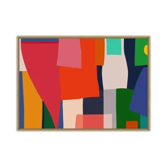 Framed Canvas Print - Multicolor, Abstract