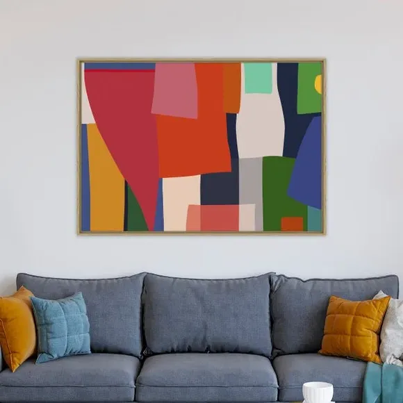Framed Canvas Print - Multicolor, Abstract image