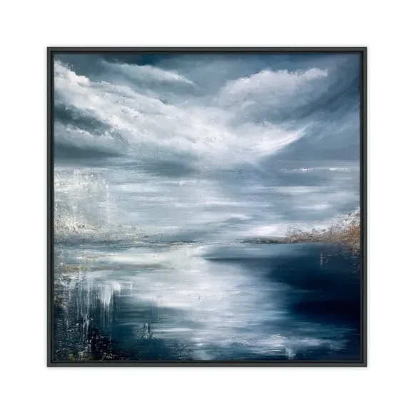 Framed Canvas Wall Art - Blue, Abstract