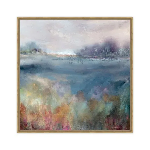 Framed Canvas Wall Art - Blue, Abstract