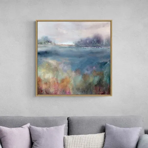 Framed Canvas Wall Art - Blue, Abstract image