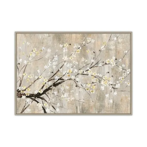 Framed Canvas Wall Art - Natural, Floral Print