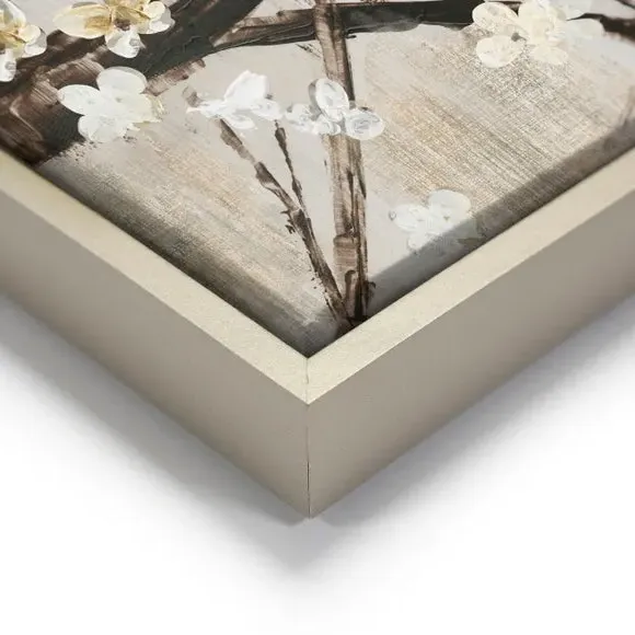 Framed Canvas Wall Art - Natural, Floral Print