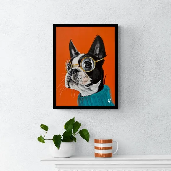 Framed Dog Print - Multicolor, Textured Finish image