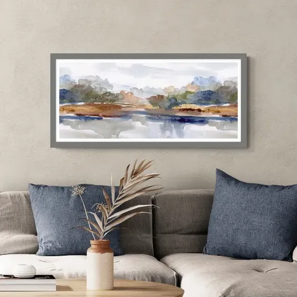 Framed Landscape Print - Blue, Watercolour image