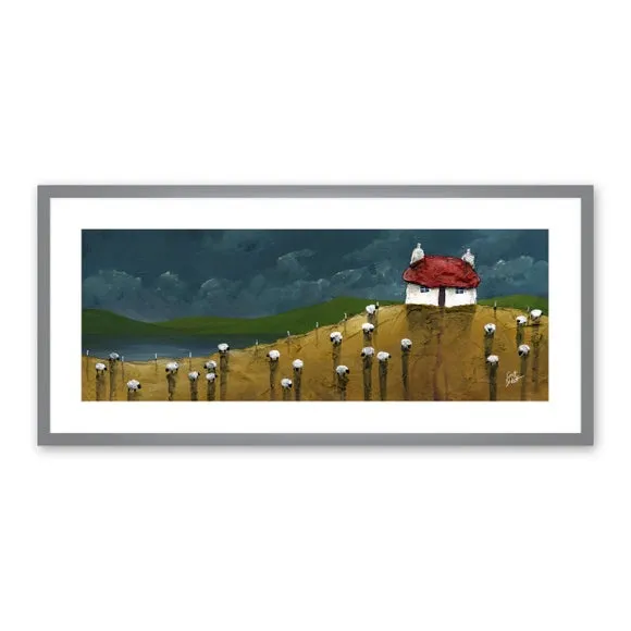 Framed Landscape Print - Green, Glass Finish