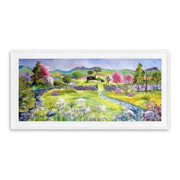 Framed Landscape Print - Multicolor, White Frame