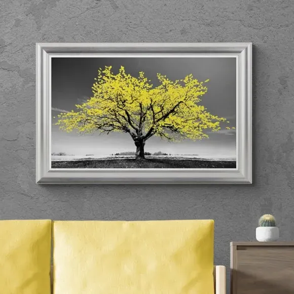 Framed Photography Print - Yellow, Silver Frame image