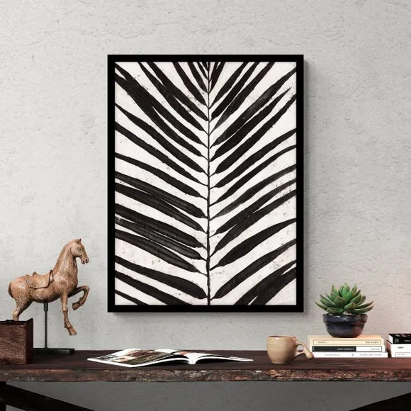 Framed Print Abstract Leaf Design - Black image