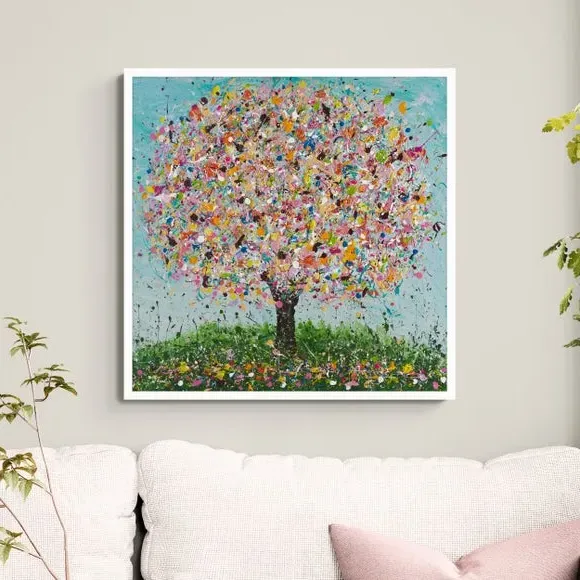 Framed Print Abstract Tree - Multicolor, White Frame image