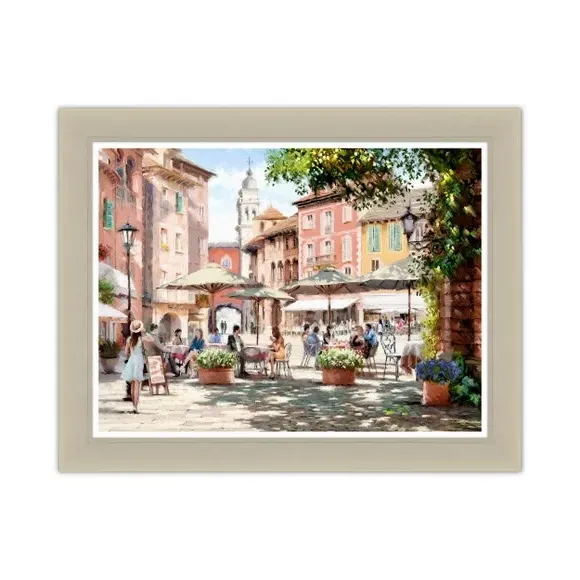 Framed Print Cafe Scene - Multicolor, Textured