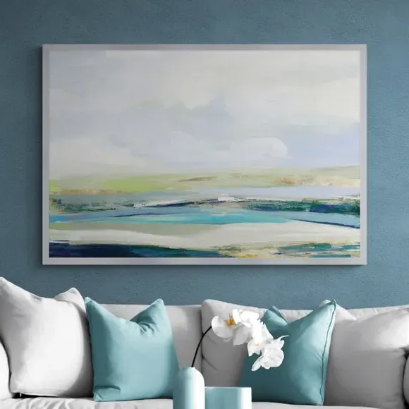 Framed Print Coastal Abstract - Multicolor, Silver image