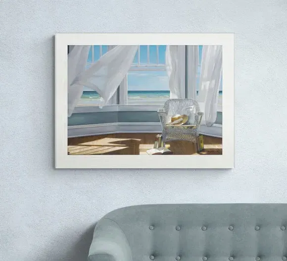 Framed Print Coastal Art - Blue, Textured Finish image