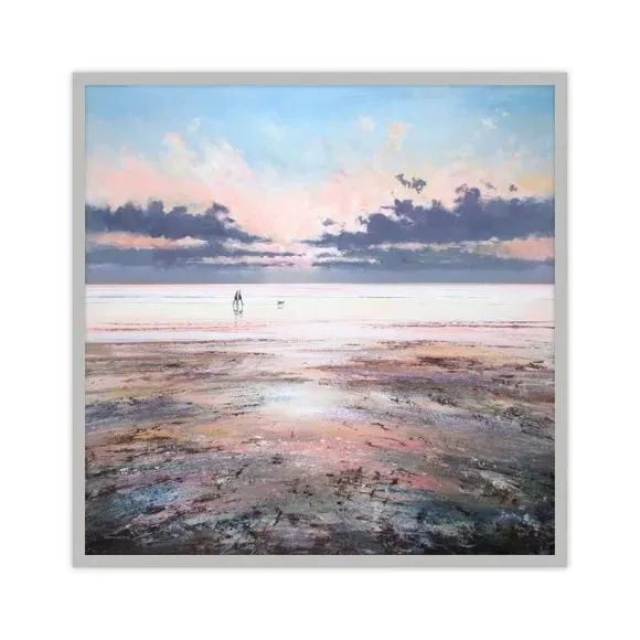 Framed Print Coastal Scene - Blue, Textured